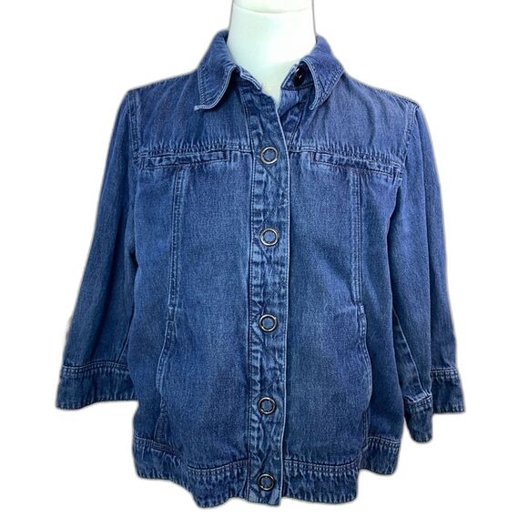 Coldwater Creek Denim Jacket Snap Buttons Women's Size P10 - Picture 1 of 8